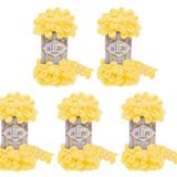 Alize Puffy 5 x 100 gram Örgü Yünü, 500 gram İğnesiz Örgü - Yün süper hacimli, halka yünü, iğnesiz örgü (turuncu 216)