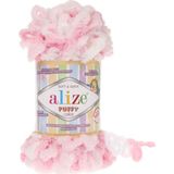 Alize Puffy Color 5863 Örgü İpi - Pembe - Beyaz