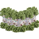 Alize Puffy El Örgü İpi Kamlumbağa Yeşili Micropolyester 5 Adet Kolay Örme İp - 18