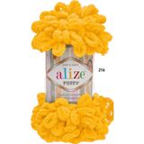 Alize Puffy El Örgü İpliği 5 Li Paket - 216 Sarı - 100 Gram 9 Metre Parmak Örgü İpi
