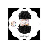 Alize Puffy Fine El Örgü Ipliği Küçük Ilmek (Tekli) - 100 Gr. 14.5Mt. Parmak Ipi, Battaniye Ipi 1060 Siyah