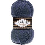 Alize Superlana Klasik El Örgü Ipi Ipliği Yünü Renk Kodu:203 Denim Melanj