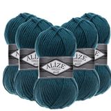 Alize Süperlana Maxi El Örgü İpi,%75 Akrilik%25 Yün, 5'li Paket, 100g/100m, 8-10 Numara Şiş İçin, Hırka ve Kazak Örgüsüne Uygun (212 Petrol)