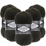 Alize Süperlana Maxi El Örgü İpi,%75 Akrilik%25 Yün, 5'li Paket, 100g/100m, 8-10 Numara Şiş İçin, Hırka ve Kazak Örgüsüne Uygun (241 Orman)