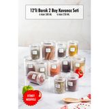 ALK 12'li Barok Yuvarlak 2 Boy Kavanoz Seti & Saklama Kabı & Erzak Kabı 6*500 ML,6*250 Ml)