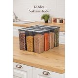 ALK 12'li Kavanoz Seti & Saklama Kabı & Erzak Kabı 12X1900 ml (20 Lı Etiket Hediyeli)