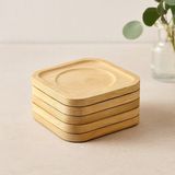 ALK Bambu Ahşap Kare Çay Tabağı 9.7x9.7 cm - 6'lı Set