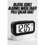 ALK Dijital Masa Saati Termometre Takvim LED Ekran Pilli Ev Ofis Masası