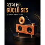 ALK Gramafon Tasarımlı Bluetooth Hoparlör 3D Ses Teknolojili Çok Fonksiyonlu - Lisinya