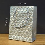 ALK Gümüş Geometrik Desenli Orta Boy Karton Hediye Çantası