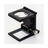 ALK NIKULA-28X28 mm Katlanır Sayaçlı Metal Lüp, 2 LED Işıklı Büyüteç Tekstil TH9005A ( Lisinya )
