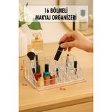 ALK Şeffaf 16 Bölmeli Makyaj Organizeri Düzenleyici 12×22×8 cm