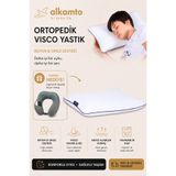 ALKAMTO Visco Ortopedik Çocuk Yastığı 50x32 cm, 2+ Yaş Bebek ve Çocuklar İçin, Boyun Yastığı Hediyeli