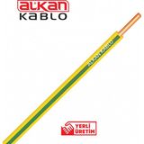 Alkan 1x1,5 Mm² H07V-U Nya Kablo 100 Metre (%100 Bakır) Sarı-Yeşil - Sarı - Yeşil