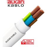 Alkan 3x1,5 Mm² H05VV-F Ttr Kablo Beyaz (%100 Bakır) 5 Metre