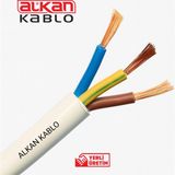 Alkan 3x2,5 Mm² H05VV-F Ttr Kablo Beyaz (%100 Bakır) 100 Metre