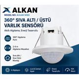 Alkan 5020 360° Sıva Altı Ve Sıva Üstü Varlık Sensörü – 2-6 Metre Algılama – Ayarlanabilir Lux Ve Zaman – 10A