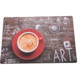 Alkan Amerikan Servis 4'lü Fincan Desenli Yazılı - 30 x 45 cm - Renkli