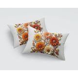 Alkan Homes 2 Adet Kombin Punch Görünümlü Renkli Çiçekli Dijital Baskılı Dikdörtgen Kırlent Kılıfı 30X50 cm - 30 x 50 cm - Altın - Turuncu
