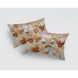 Alkan Homes 2 Adet Punch Nakış Görünümlü Yaprak Desen Dijital Baskılı Kırlent Kılıfı 30X50 cm - 231 - Kahve - 30 x 50 cm