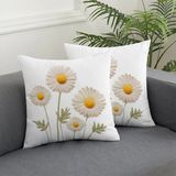 Alkan Homes 2 Li Kombin Nakış Desenli Papatya Desenli Dijital Baskılı Kırlent Kılıfı - 43 x 43 cm - Sarı - Beyaz - Gri