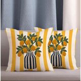 Alkan Homes 2 Li Kombin Punch Nakış Görünümlü Çiçek Desenli Dijital Baskılı Kırlent Kılıfı - 43 x 43 cm - Yeşil - Haki