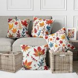 Alkan Homes 4 Lü Kombin Punch Desen Yaprak Dijital Baskılı Kırlent Kılıfı - 43 x 43 cm - Turuncu - Hardal