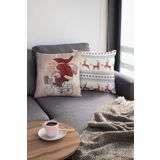 Alkan Homes Çift Taraf Baskılı Yılbaşı Temalı Dijital Baskılı Kırlent Kılıfı