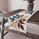 Alkan Homes Nakış Desen Görünümlü 3 Boyutlu Leke Tutmaz Kumaş Kenarları Dikişli Dekoratif Masa Örtüsü Runner 45×100 cm - Lacivert - Gold - 45 x 100 cm