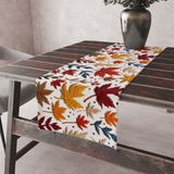 Alkan Homes Punch Işlemeli Görünümlü Sonbahar Yaprak Desen Leke Tutmaz Kumaş Kenarları Dikişli Dekoratif Masa Örtüsü Runner 45×100 cm - Kırmızı - 45 x 100 cm
