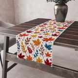 Alkan Homes Punch Işlemeli Görünümlü Sonbahar Yaprak Desen Leke Tutmaz Kumaş Kenarları Dikişli Dekoratif Masa Örtüsü Runner 45×100 cm - Renkli - 45 x 100 cm