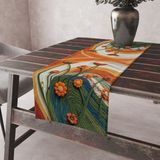 Alkan Homes Punch Işlemeli Görünümlü Sonbahar Yaprak Desen Leke Tutmaz Kumaş Kenarları Dikişli Dekoratif Masa Örtüsü Runner 45×100 cm - Turuncu - Yeşil - 45 x 100 cm
