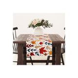 Alkan Homes Punch İşlemeli Görünümlü Sonbahar Yaprak Desen Premium Tay Tüyü Kumaş Masa Örtüsü Runner 45×100 cm