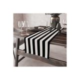 Alkan Homes Siyah Beyaz Çizgili Leke Tutmaz Kumaş Kenarları Dikişli Dekoratif Runner 45x100 cm