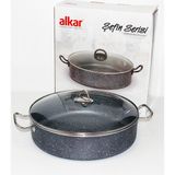 Alkar 40 cm Gri Şefin Pırlanta Basık Tencere