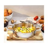 Alkar Store New Stahl Çelik Kapaklı Sahan 22 cm 2 Parça-Inox - Option-1 - --