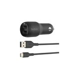 Alkar Ticaret Çift USB Araç Şarj Cihazı 24 W + Usb-C Kablosu (Boost Charge Çift Bağlantı Noktalı Araç Şarjı, 2 Bağlantı Noktalı USB Araç Şarjı) Switch Araç Şarjı, iPad Pro Araç Şarjı - 00-Siyah - Beyaz