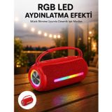 Alkasaz 360 RGB LED'li Taşınabilir Bluetooth Hoparlör – Kırmızı USB/TF Destekli - GGGGGG4793-8901