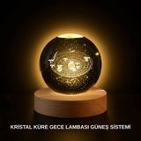 Alkasaz Ahşap Standlı LED Kristal Küre Lazer İşlemeli Dekoratif Obje - GGGGGG1432-2553