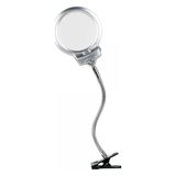 Alkasaz NIKULA-2.5X130 mm 5X24 mm LED Aydınlatmalı Büyüteç,masa Üstü Metal Hortum Mandallı