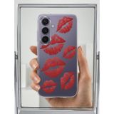 Alkasaz Samsung S25 Kırmızı Dudak / Öpücük Desenli Şeffaf Telefon Kılıfı - GGGGGG9252-2359