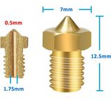 Alkatronik 0.5mm x 1.75MM M6 Prinç Nozzle 3D Yazıcı Printer 1.75MM Filament Uyum Mk8 Cr-10 CR-10S Ender 3