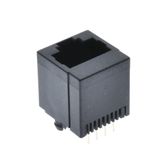 Alkatronik 8P8C Plastik Dikey Tip RJ45 Soket, Ethernet Bağlantı Soketi, 8 Pin PCB Montaj, 180 Derece DIP, 1 Port, Siyah