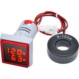 Alkatronik Ac 20-500V 100A Kare Dijital Voltmetre Ampermetre 220V Kırmızı
