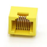 Alkatronik Mini Dar 12mm 8P8C Plastik Sarı RJ45 Soket Dişi Ethernet Bağlantı Soketi, 8 Pin PCB Montaj, 90 Derece DIP