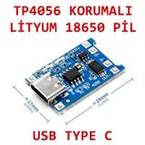 Alkatronik-Tp4056 Korumalı Lityum Pil Şarj Devresi Type C Usb Batarya