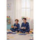 Alkın Kids 3-13 Yaş Erkek Çocuk %100 Pamuklu Atari Desenli Uzun Kollu Pijama Takımı - Lacivert - 5 - 6 Yaş
