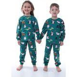 Alkın Kids 3-8 Yaş Kız-Erkek Çocuk (Unısex) Yılbaşı Temalı %100 Pamuklu Süprem Kumaş Uzun Kollu Pijama Takımı - Yeşil - 7 - 8 Yaş