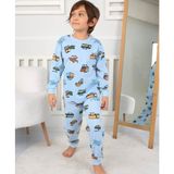 Alkın Kids Erkek Çocuk Pamuklu Araba Desenli Pijama Takımı - Mavi - 18 - 24 Ay