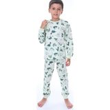 Alkın Kids Erkek Çocuk Pamuklu Dinozor Desen Pijama Takımı - Su Yeşili - 3 - 4 Yaş